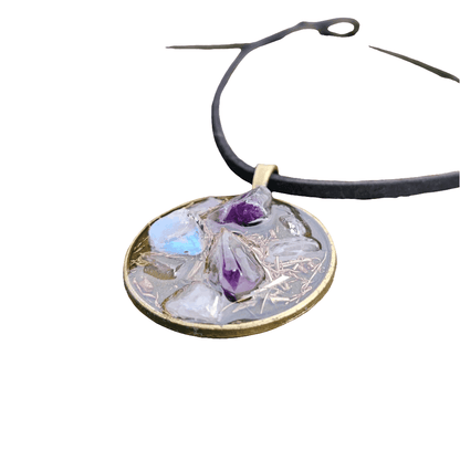  Amethyst Moonstone Orgonite Necklace