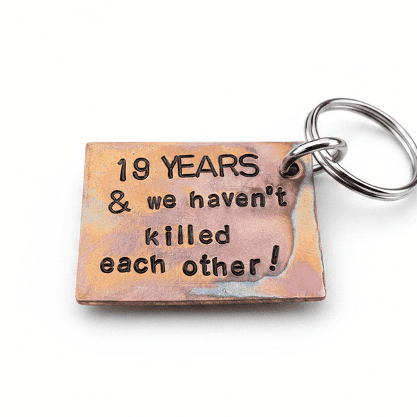 19th Wedding Anniversary 19 Years Funny Gifts Copper Keychain