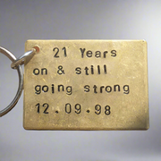 21 Years On And Still Going Strong 21st Wedding anniversary Keyring Husband Wife Gifts For Men Him Husband Brass