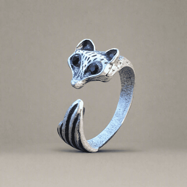 Fox Ring Cute Silver Adjustable Animal Jewellery Retro 