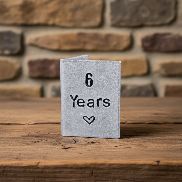 6th Anniversary Gift Years Personalised Hand Stamped METAL Card Gifts