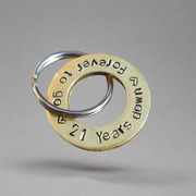 21 Years Down Forever To Go Keyring Brass 21st Anniversary Keychain