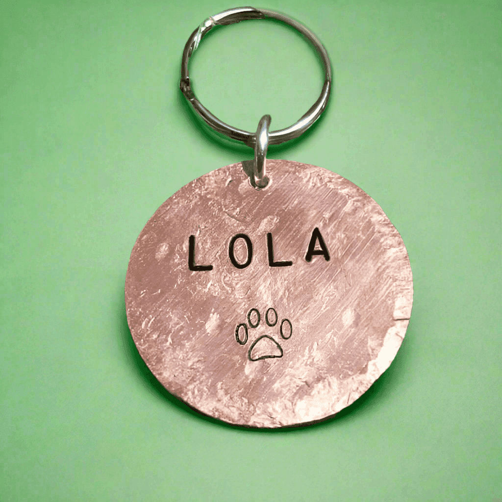 Hand Stamped Copper Dog Tag Personalised Pets ID Disc