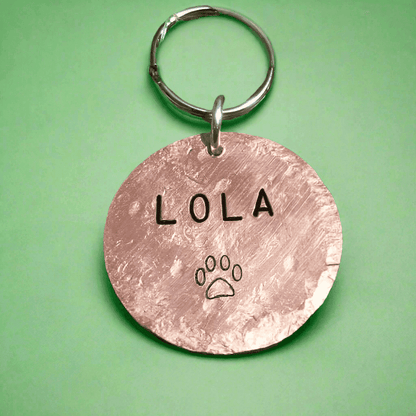 Hand Stamped Copper Dog Tag Personalised Pets ID Disc