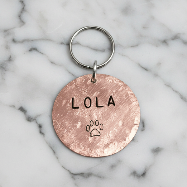 Hand Stamped Copper Dog Tag Personalised Pets ID Disc