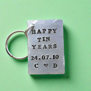 Happy Tin Years 10 Year Wedding Anniversary 10th Gifts Keyring Husband Key Ring Keychain Personalised Gifts