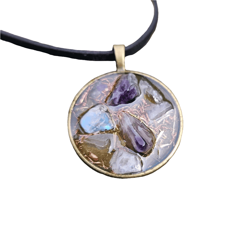  Amethyst Moonstone Orgonite Necklace