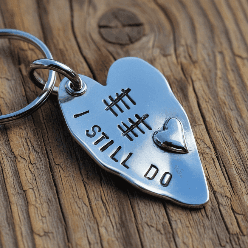 10th Anniversary Gift Tally Mark 10 Years Keychain