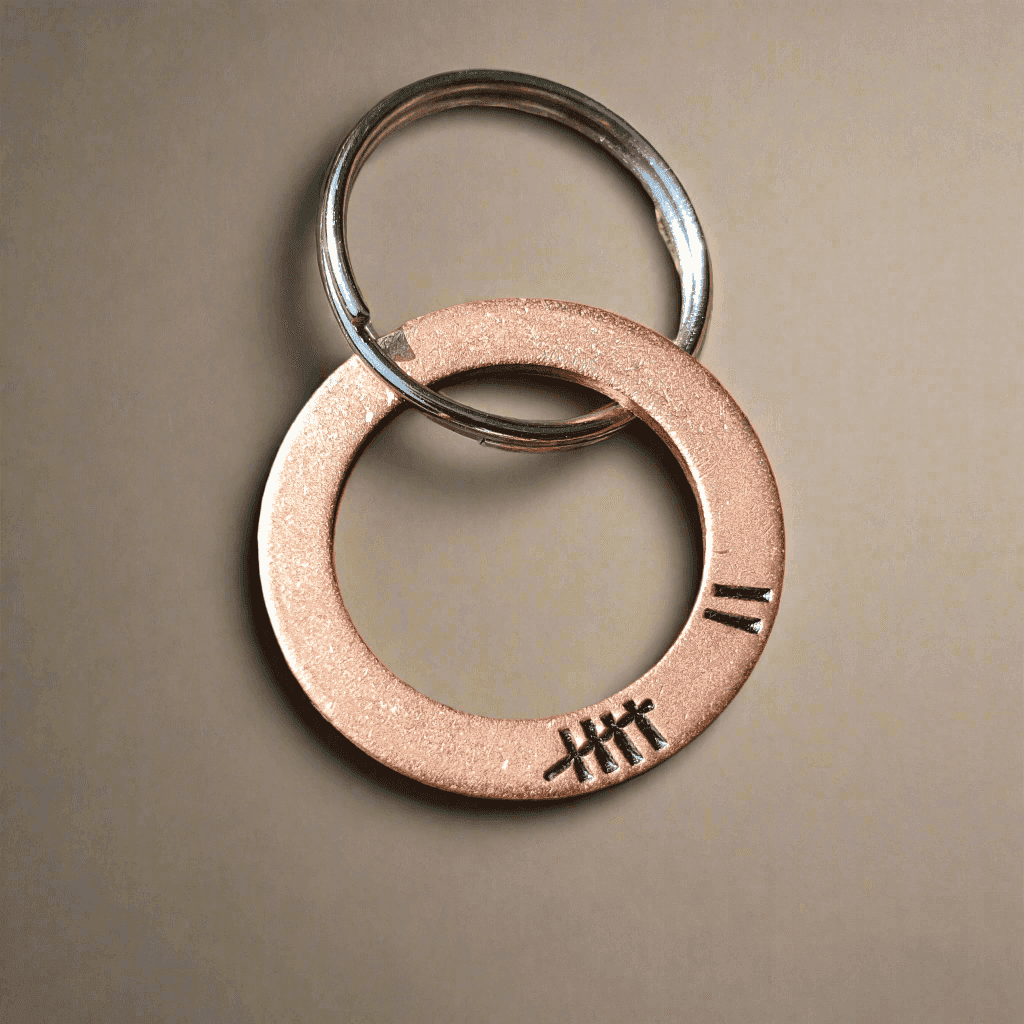 Tally Mark 7 Years 7th Anniversary Copper Personalised Keychain