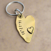 Personalised DATE 21 Years Love Heart Keyring Husband Wife Gifts  21st Wedding Anniversary BRASS Keychain Golden
