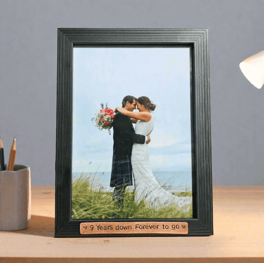 9th Anniversary Photo Frame Gifts 9 Years Down Copper Plaque