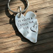 11 Years And Steel The One Heart Keyring 11th Wedding Anniversary Gifts Husband Wife Keychain