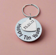 Happy Tin Years Personalised Keyring Wedding Anniversary Keychain