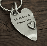 18 Years And Counting Heart Keyring 18th Anniversary Gifts Husband Wife Keychain
