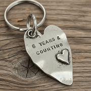  6 Years And Counting Keyring Husband Wife Gifts 6th Wedding Iron Anniversary 6 Years Love Heart Keychain Handmade