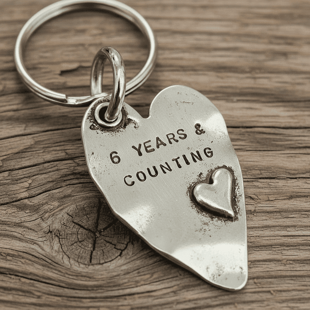  6 Years And Counting Keyring Husband Wife Gifts 6th Wedding Iron Anniversary 6 Years Love Heart Keychain Handmade