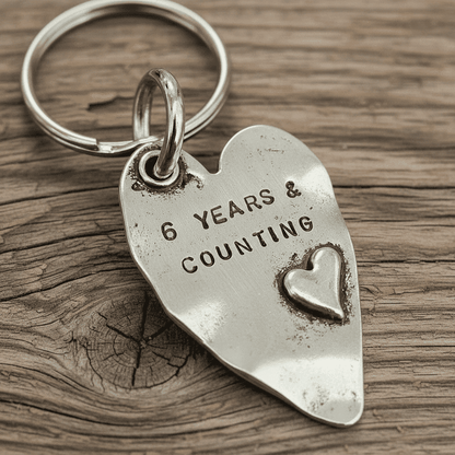  6 Years And Counting Keyring Husband Wife Gifts 6th Wedding Iron Anniversary 6 Years Love Heart Keychain Handmade