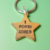 1 Month Sober Sobriety Gold Star Award Keychain Rehab Keyring