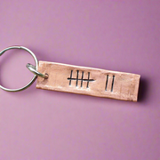 Tally Mark Of 7 Seven Years Wedding 7th Anniversary Gifts Copper Personalised Keychain