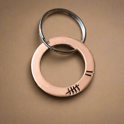 Tally Mark 7 Years 7th Anniversary Copper Personalised Keychain