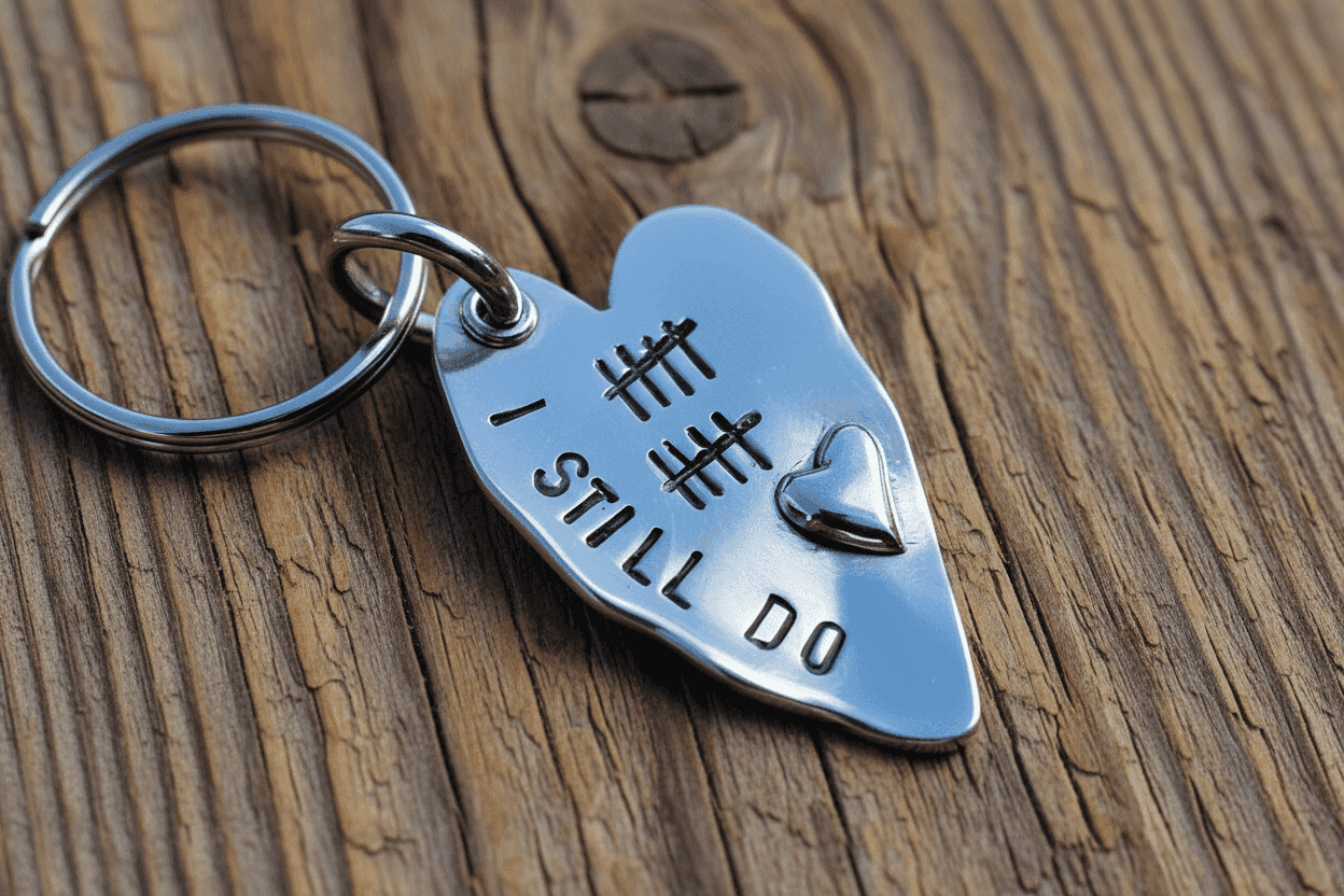 10th Anniversary Gift Tally Mark 10 Years Keychain