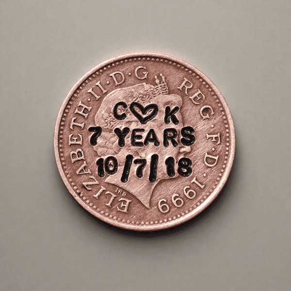Lucky Penny Personalised 7 Years Copper Wedding Anniversary Gifts Husband Wife 7th Stamped