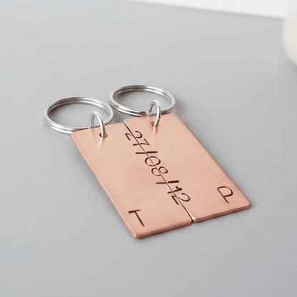 Set Of Personalised Bronze Anniversary Keychains Keyring
