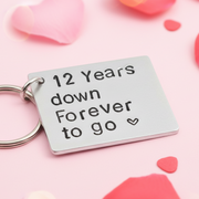 12 YEARS DOWN Forever To Go 12th Wedding Anniversary Gifts Personalised Husband and Wife Traditional Keyring