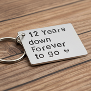 12 YEARS DOWN Forever To Go 12th Wedding Anniversary Gifts Personalised Husband and Wife Traditional Keyring