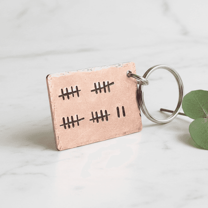 Tally Mark Of 22 Years Keyring 22nd Wedding Anniversary Keychain