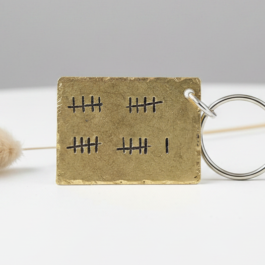 21st Anniversary Keychain Personalised BRASS Gift