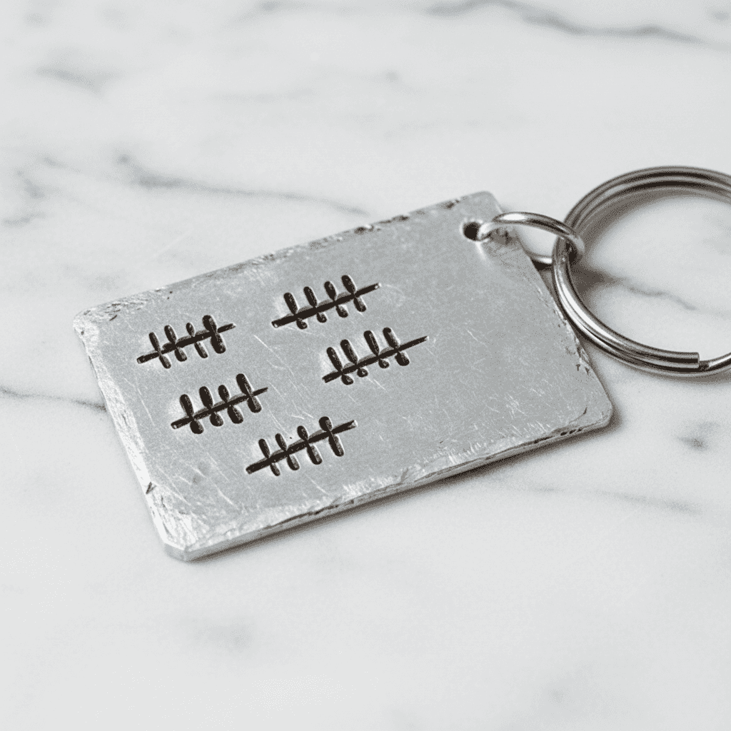 25th Anniversary Gift TALLY MARK 25 YEARS Years Personalised Keychain