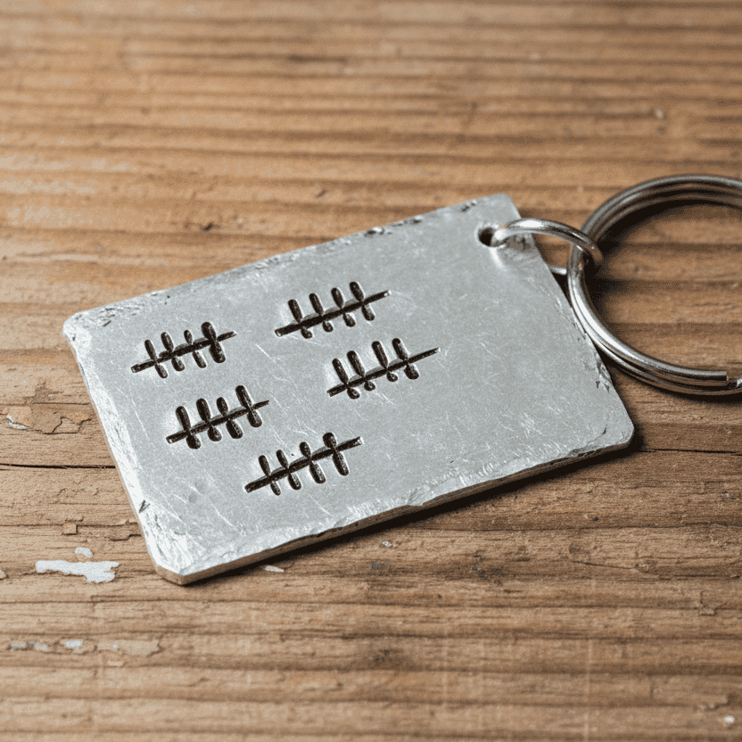 25th Anniversary Gift TALLY MARK 25 YEARS Years Personalised Keychain