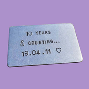 10 Years & Counting Wallet Insert Tin Aluminium Anniversary Gift Husband 10th Wedding