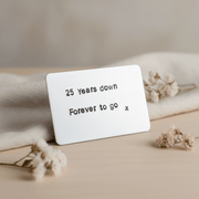 25 Years Down Forever To Go Wallet Insert 25th Anniversary Card