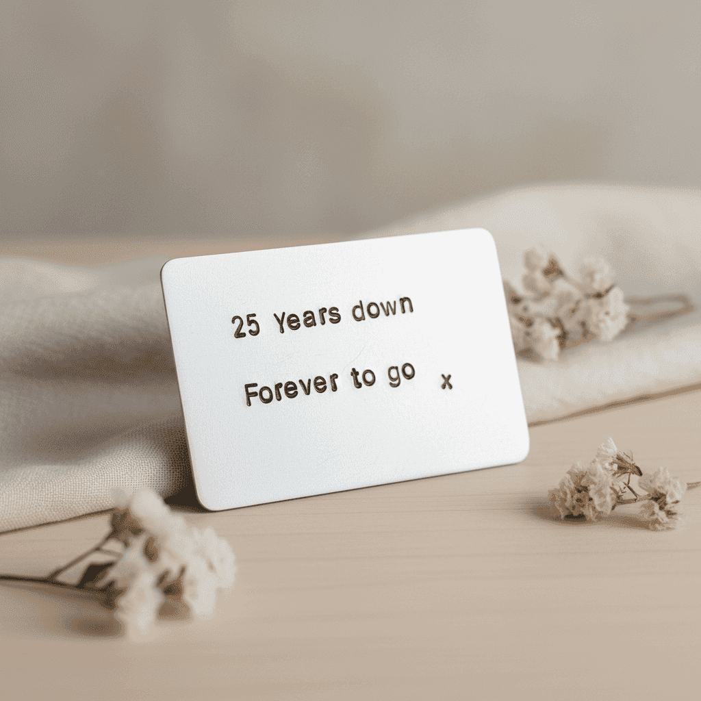 25 Years Down Forever To Go Wallet Insert 25th Anniversary Card