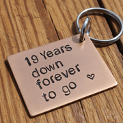 19 Years Down Forever To Go 19th Anniversary Gifts Copper Keychain