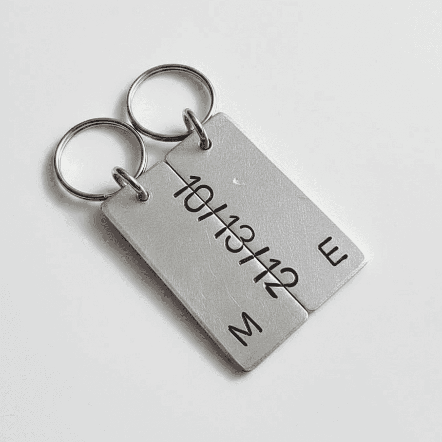 Couples Secret Message Personalised Keyring Set Anniversary Keychain