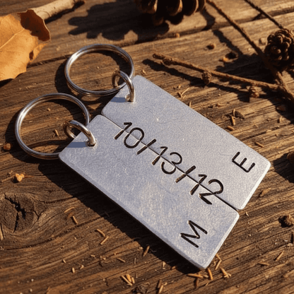 Couples Secret Message Personalised Keyring Set Anniversary Keychain