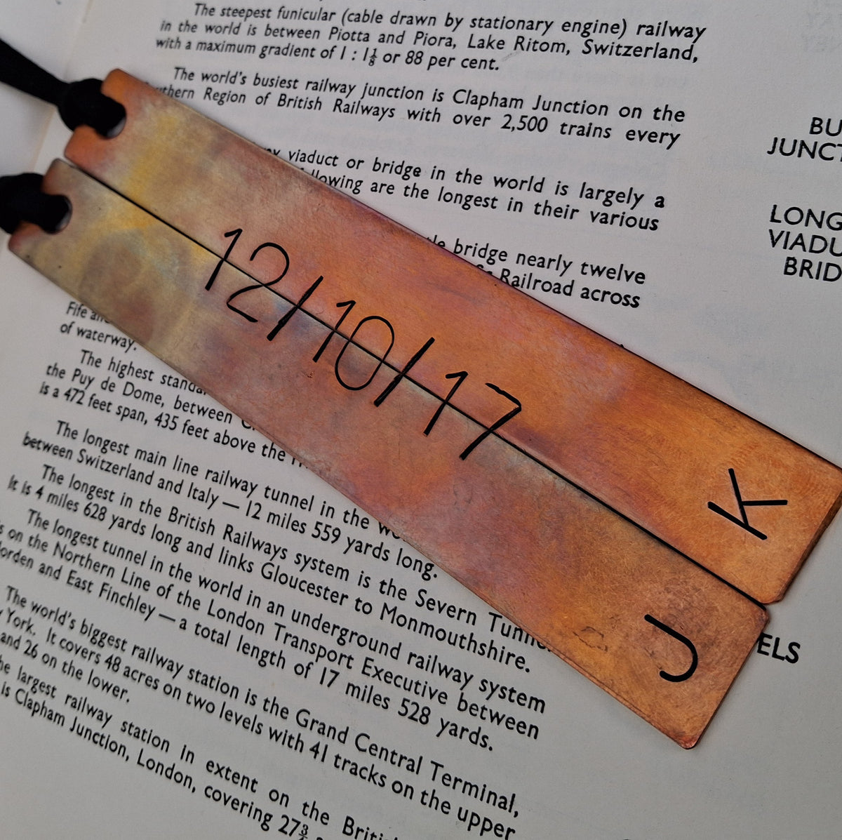 Bronze Anniversary Bookmark Pair Personalised Set