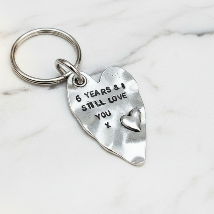 6 Years Gift Keyring 6th Iron Anniversary Love Heart