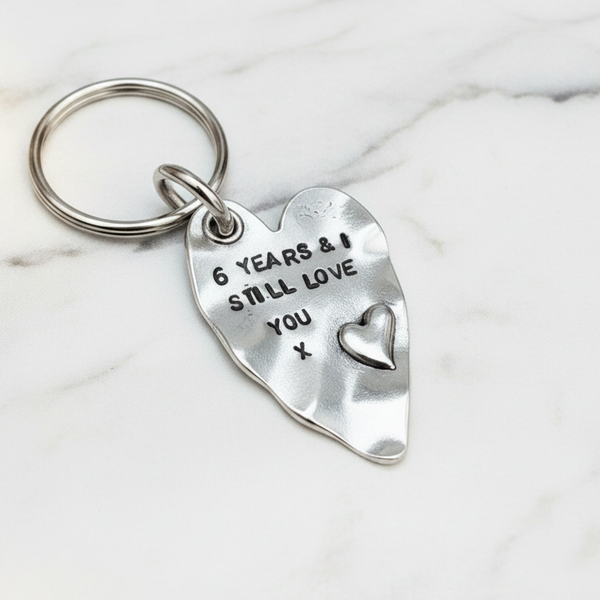 6 Years Gift Keyring 6th Iron Anniversary Love Heart