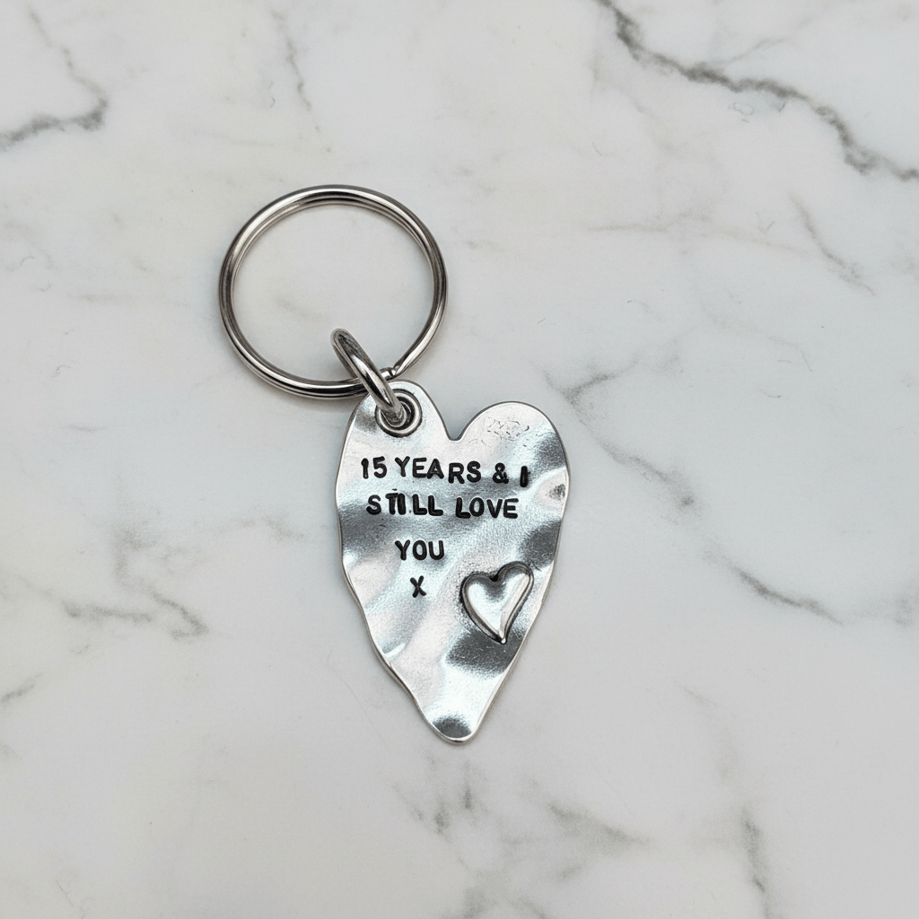 15th Anniversary 15 Years Gifts Love You Keychain