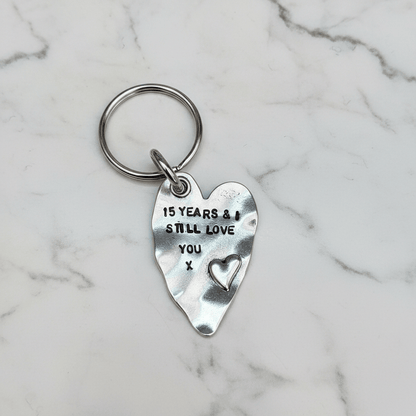 15th Anniversary 15 Years Gifts Love You Keychain
