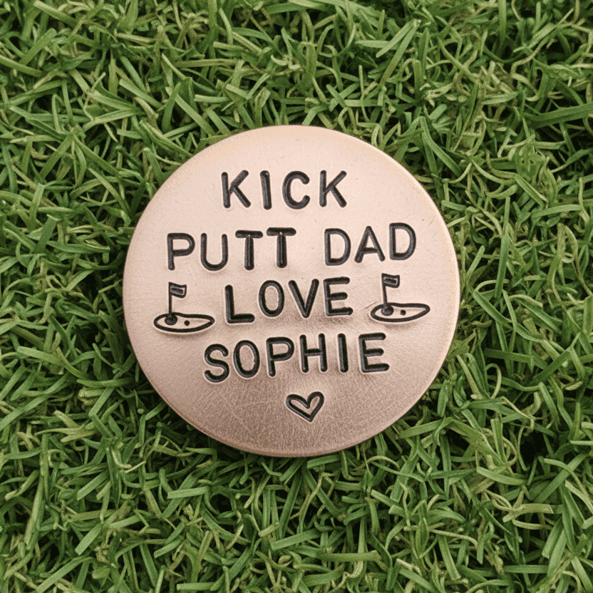 Personalised Fathers Day GOLF Ball Marker Gifts For Dad Copper