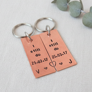 Anniversary Keychain Personalised Pair Of I Still Do Copper 7th Set