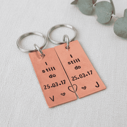 Anniversary Keychain Personalised Pair Of I Still Do Copper 7th Set