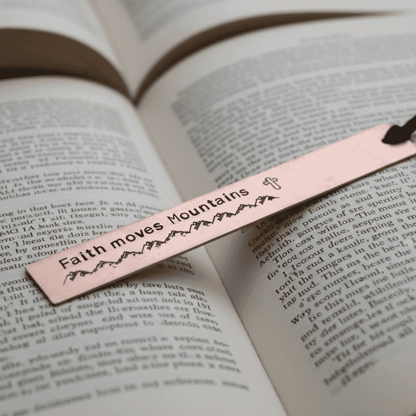 Faith Moves Mountains Copper Bookmark Personalised Adult Baptism Gift