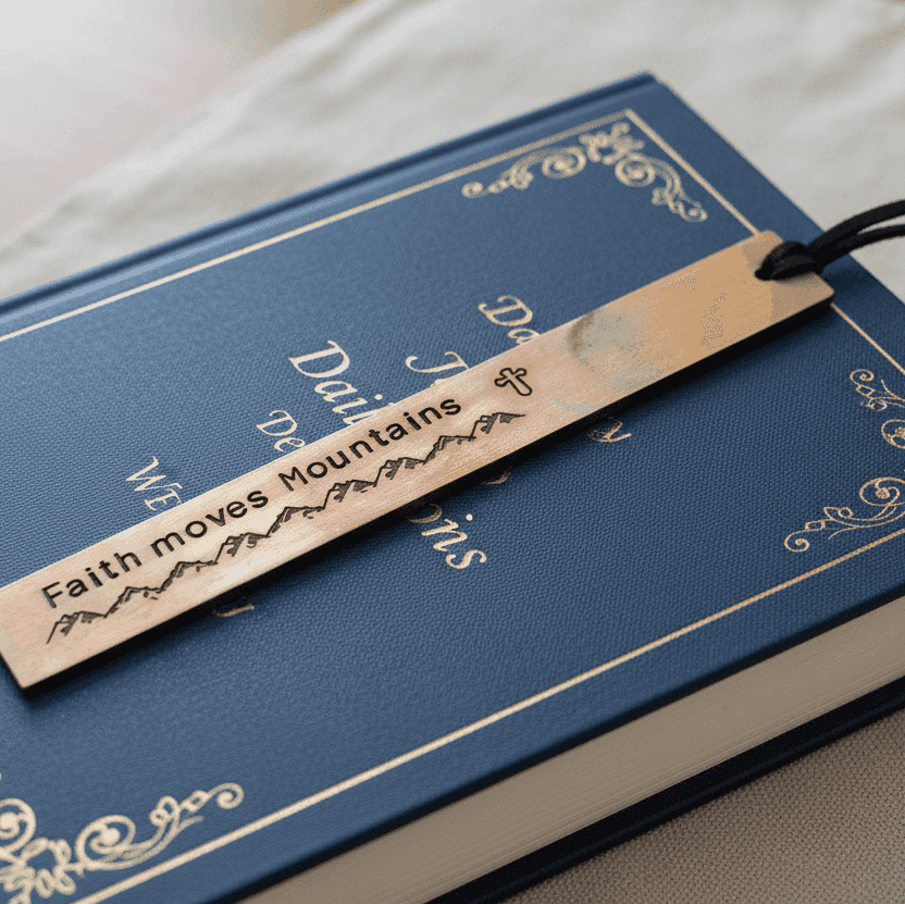 Faith Moves Mountains Bronze Bookmark Personalised Adult Baptism Gift