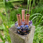 Midnight Mini Cloudbuster 3 Pipe Orgonite Lapis Lazuli Amethyst Moonstone Chemtrails 5g EMF Orgone
